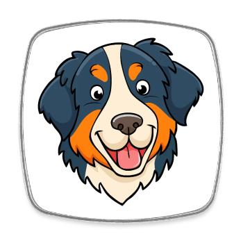 Bernese Mountain Dog (Comic Portrait/Easy) - Square fridge magnet - white - Front