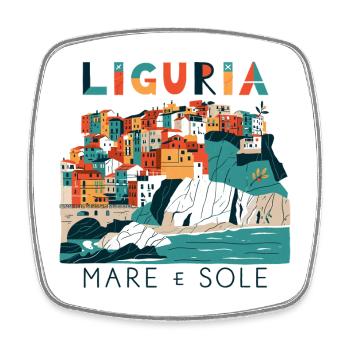 Liguria: Meer und Sonne - Viereckiger Kühlschrankmagnet - Weiß - Vorne