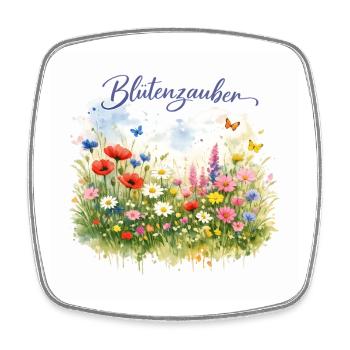 Blütenzauber Aquarell Wildblumenwiese - Viereckiger Kühlschrankmagnet - Weiß - Vorne