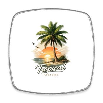 Tropical Paradise Sunset Beach Vibes - Square fridge magnet - white - Front