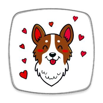 Cute Border Collie (Comic Portrait) - Square fridge magnet - white - Front