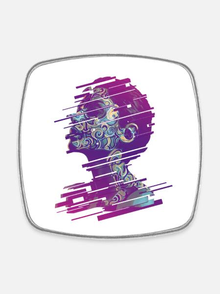 Spiral Portrait - Square fridge magnet - white