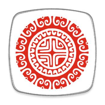 Red Tribal Flower - Square fridge magnet - white - Front