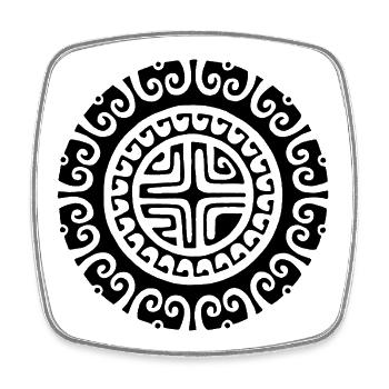Black Tribal Flower - Square fridge magnet - white - Front