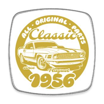 70e anniversaire - Classic Musclecar 08/1956 - Magnet carré - blanc - Devant