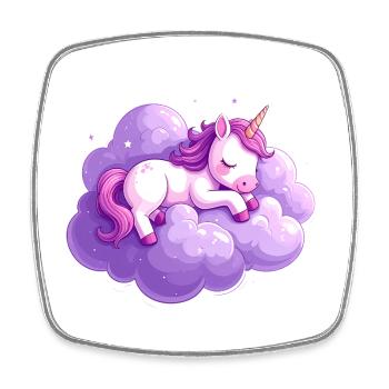 Sleeping unicorn on a purple cloud - Square fridge magnet - white - Front
