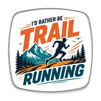 Ich würde lieber Trailrunning machen - Viereckiger Kühlschrankmagnet - Weiß - Vorne