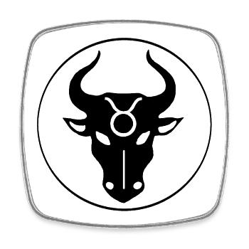 Signe astrologique du taureau (noir) - Magnet carré - blanc - Devant