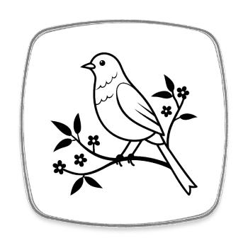 Floral Bird - Square fridge magnet - white - Front