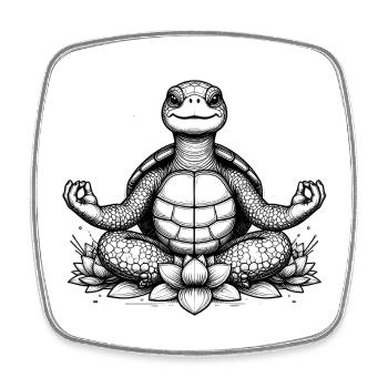 Meditating turtle on lotus - Square fridge magnet - white - Front