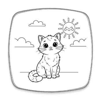 Young cat in the sunshine - Square fridge magnet - white - Front