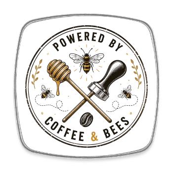 Kaffee & Bienen Emblem - Viereckiger Kühlschrankmagnet - Weiß - Vorne