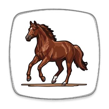 Brown Galloping Horse Vector Retro Illustration - Square fridge magnet - white - Front