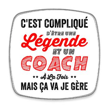 Légende et Coach sur Gourdes - Magnet carré - blanc - Devant