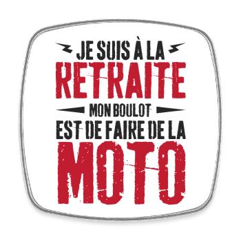 Retraite motard cadeau humour motard retraité moto - Magnet carré - blanc - Devant