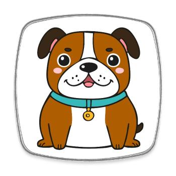 Knuffige Bulldogge (Comic) - Viereckiger Kühlschrankmagnet - Weiß - Vorne