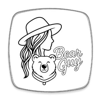 Silhouette de la Dame Grizzly Bear Guy - Magnet carré - blanc - Devant
