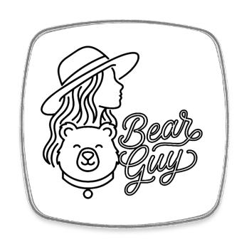 Bear Guy Frau Hut Linienkunst Grafik - Viereckiger Kühlschrankmagnet - Weiß - Vorne