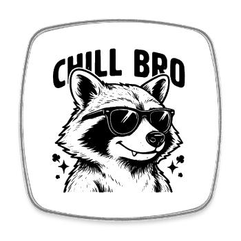 Chill Bro Waschbär mit Sonnenbrille Design - Viereckiger Kühlschrankmagnet - Weiß - Vorne