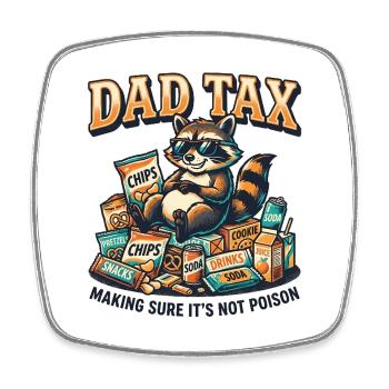 Papa Steuer-Snack-Waschbär-Tee - Viereckiger Kühlschrankmagnet - Weiß - Vorne
