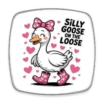 Silly Goose Cute Goose - Square fridge magnet - white - Front