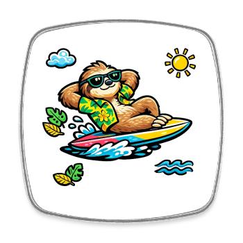 Sloth Surfing - Square fridge magnet - white - Front