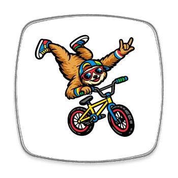 Colorful Monkey BMX Trick - Square fridge magnet - white - Front