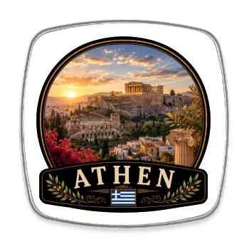 Athènes, Grèce, vacances en ville méditerranéenne - Magnet carré - blanc - Devant