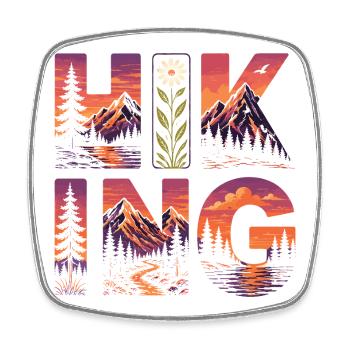 Hiking - Outdoor Adventure - Square fridge magnet - white - Front