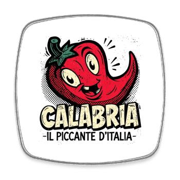 Calabria Chili Charme - Viereckiger Kühlschrankmagnet - Weiß - Vorne