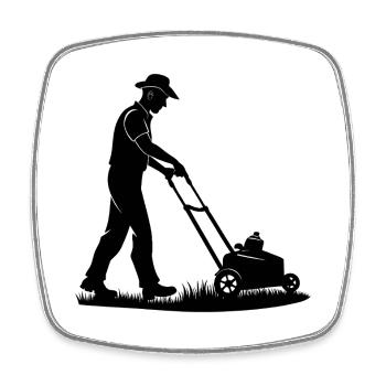 Jardinier ou jardinier avec tondeuse à gazon Mowin - Magnet carré - blanc - Devant