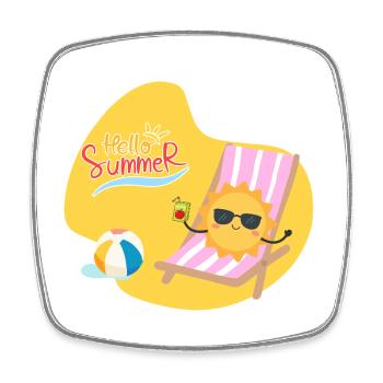 Hello Summer Sunshine - Square fridge magnet - white - Front