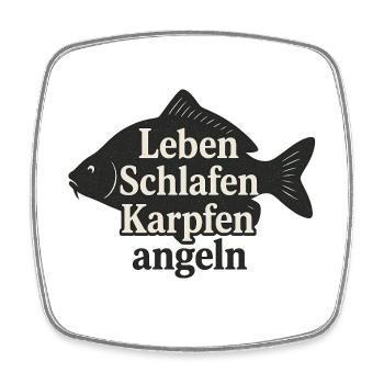 Karpfenleben: Schlafen und Angeln - Viereckiger Kühlschrankmagnet - Weiß - Vorne