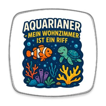 Aquarianer Wohnzimmerriff - Viereckiger Kühlschrankmagnet - Weiß - Vorne