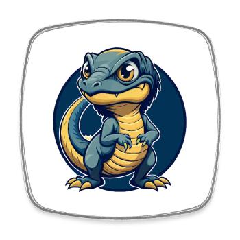 Basilisk Kawaii Maskottchen Cartoon Clipart Logo Abzeichen - Viereckiger Kühlschrankmagnet - Weiß - Vorne