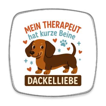 Dackel Therapie Humor - Viereckiger Kühlschrankmagnet - Weiß - Vorne
