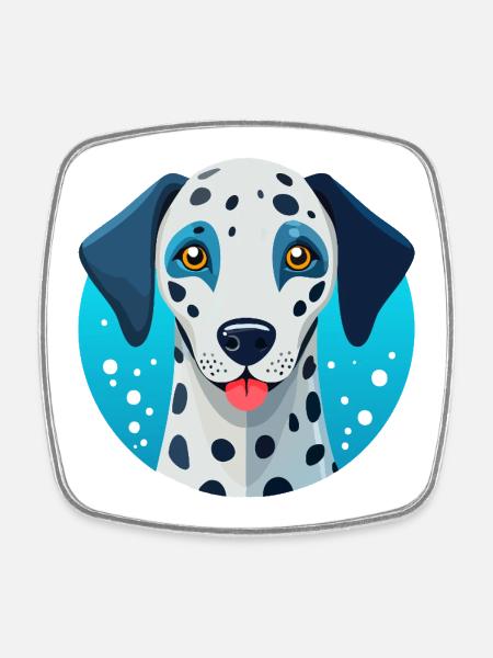 Dalmatians (Comic Portrait) - Square fridge magnet - white