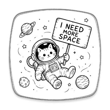 I need more freedom Cat in space - Square fridge magnet - white - Front