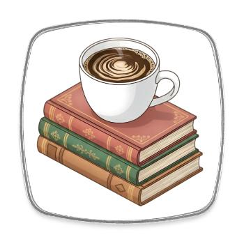 Kaffee und Bücher - Viereckiger Kühlschrankmagnet - Weiß - Vorne