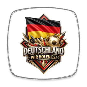 Deutschland Flaggenfußball Siegbadge - Viereckiger Kühlschrankmagnet - Weiß - Vorne