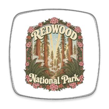 Parc national de Redwood, États-Unis, Californie Randonnée - Magnet carré - blanc - Devant