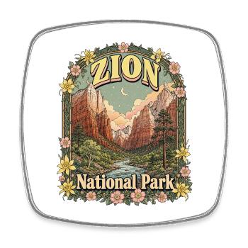 Zion National Park USA Utah Hiking Vintage - Square fridge magnet - white - Front