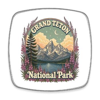 Randonnée dans le parc national de Grand Teton, États-Unis, Wyoming - Magnet carré - blanc - Devant
