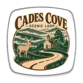 Cades Cove Scenic Loop Great Smoky Mountains Road  - Square fridge magnet - white - Front