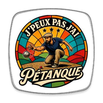 J'Peux Pas J'ai Pétanque Joueur de Boules Vintage - Magnet carré - blanc - Devant