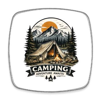 Mountain camping sunset - Square fridge magnet - white - Front