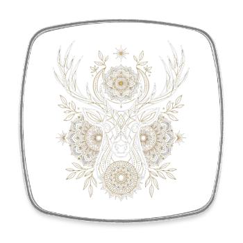 Geometric Deer Mandala Tattoo - Square fridge magnet - white - Front