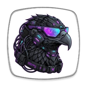 Cyberpunk Eagle Streetwear Mech - Square fridge magnet - white - Front