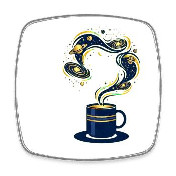 Galactic Coffee Space Space - Square fridge magnet - white - Front