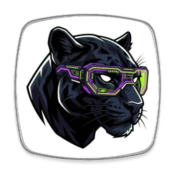 Futuristischer Panther Neon Streetwear - Viereckiger Kühlschrankmagnet - Weiß - Vorne